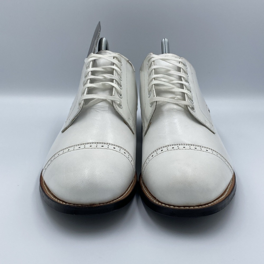 Stacy Adams Madison Cap Toe Oxford White Kidskin Leather Men's 9.5 D Dress Shoe - Picture 3 of 7
